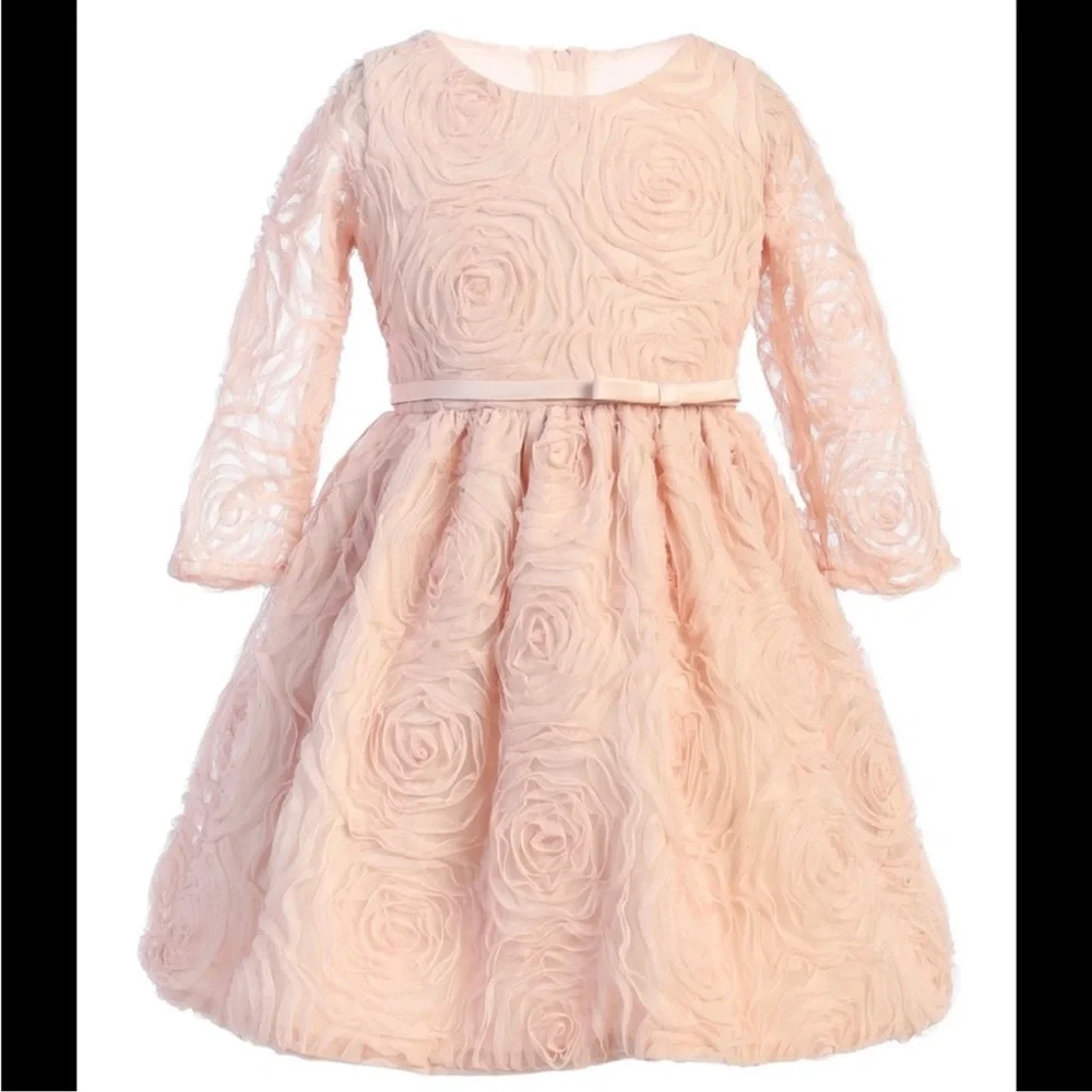 Elegant Pink Floral Kids Dress - Picture 3 of 3
